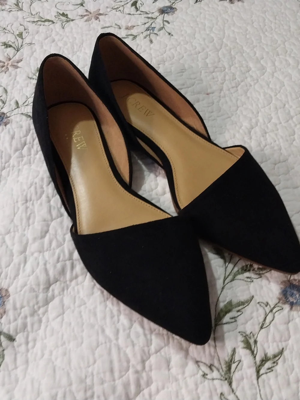 J. Crew Black Pointed D'Orsay Flats Chic.Corporate Bussines Wear Size 7